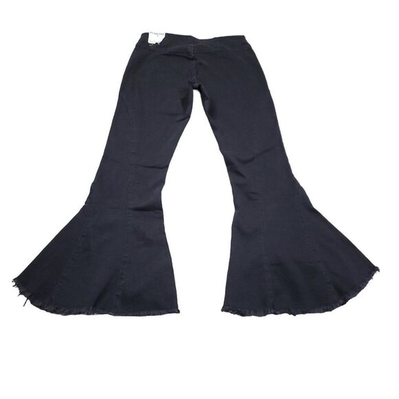 Free People CRVY Last Dance Low Rise Flare Jeans Black Size 27 Curvy Pull On - Picture 3 of 9